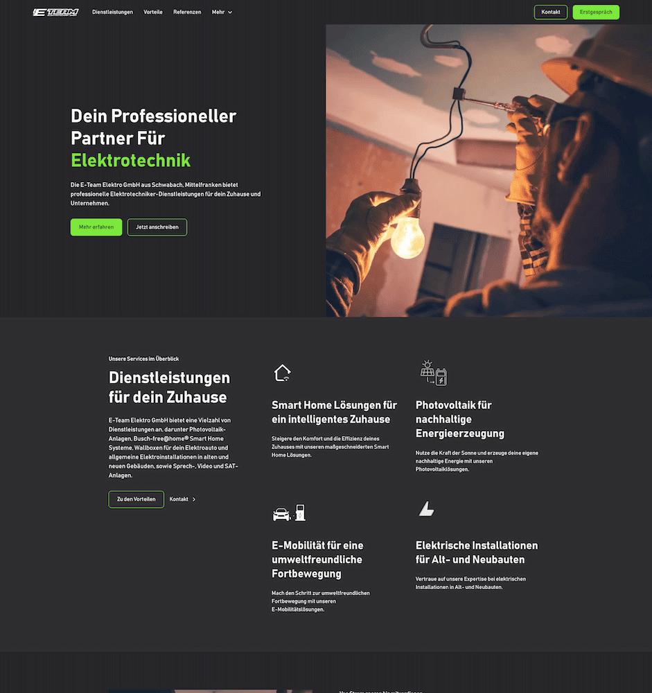 E-Team Elektro GmbH Webseite